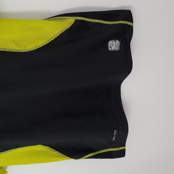 Nike Dri-fit small black and yellow fitted pro combat short sleeve shirt - Picture 3 of 6